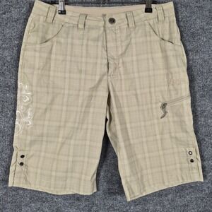 Sherpa Adventure Plaid Womens Size 8 Shorts‎ Beige Pockets